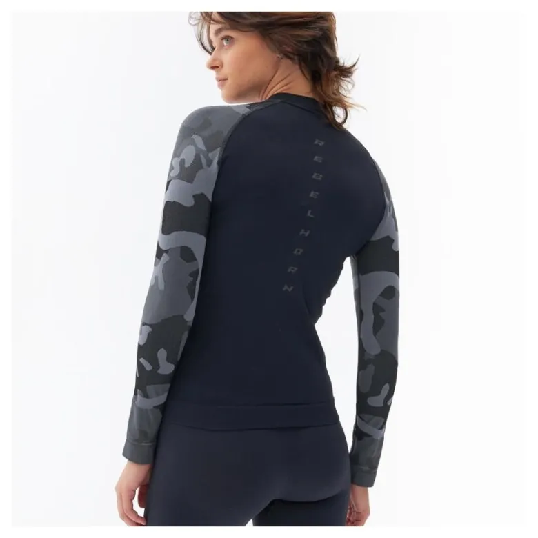 Koszulka termoaktywna damska REBELHORN FREEZE II LADY CAMO czarny szary