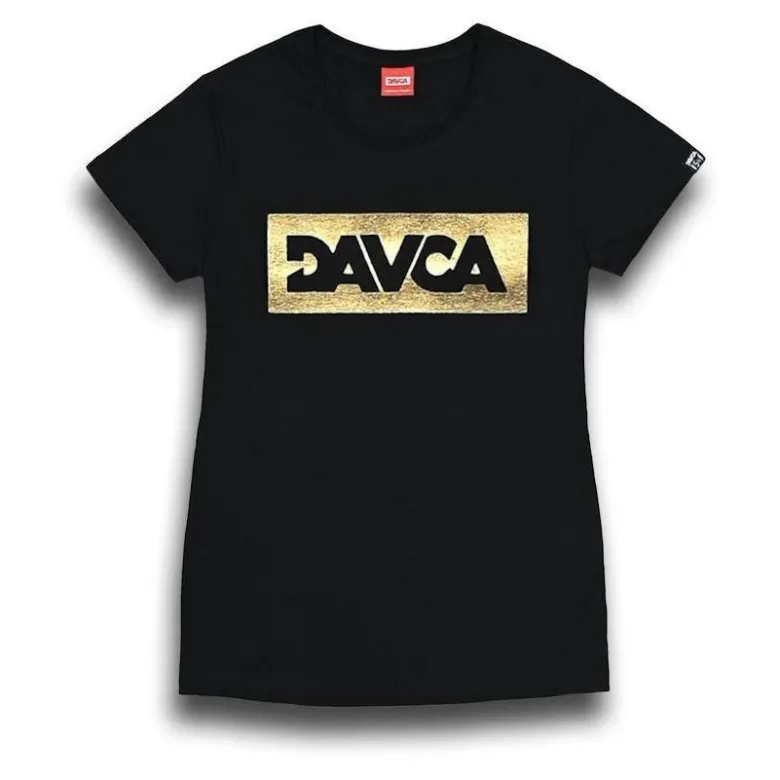Koszulka T-shirt damska DAVCA LOGO BLACK/GOLD czarny złoty