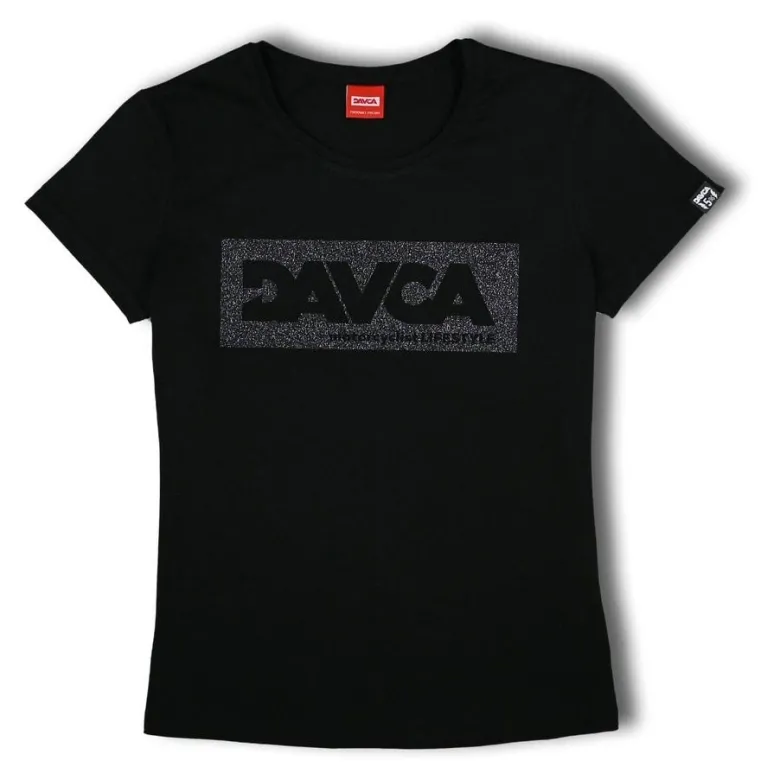 Koszulka T-shirt damski DAVCA LOGO BLACK GLITTER czarny