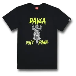 Koszulka T-shirt DAVCA DON'T PANIC czarny biały żółty fluo