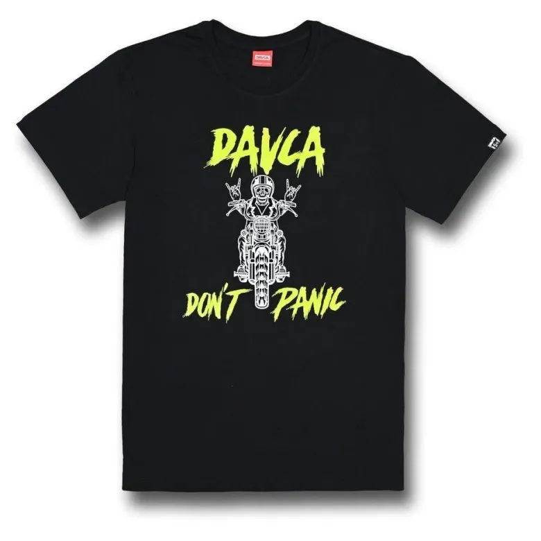 Koszulka T-shirt DAVCA DON'T PANIC czarny biały żółty fluo