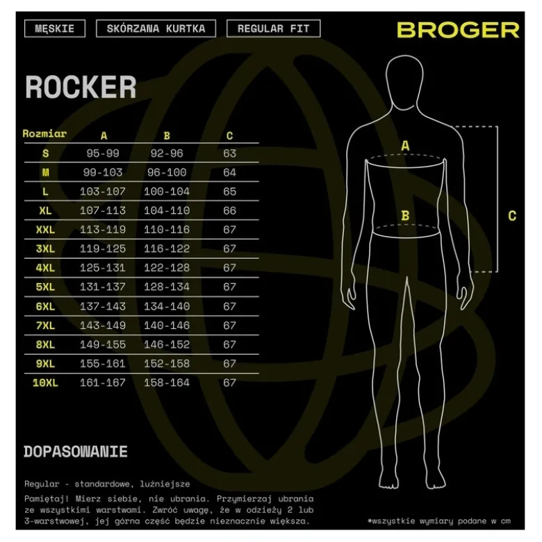 Kurtka skórzana BROGER ROCKER BLACK czarny
