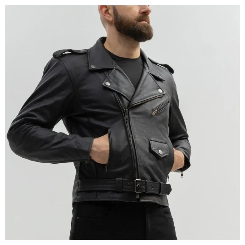 Kurtka skórzana BROGER ROCKER BLACK czarny