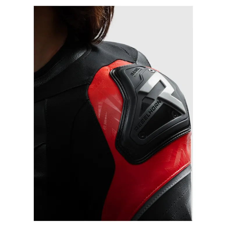 Kurtka skórzana damska REBELHORN DIVA RS BLACK/RED czarny czerwony