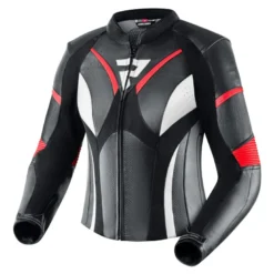Kurtka skórzana damska REBELHORN REBEL LADY BLACK/FLO RED/WHITE biały czerwony fluo czarny