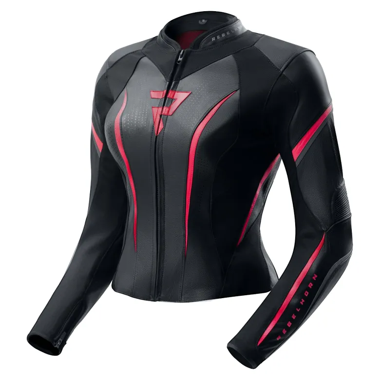 Kurtka skórzana damska REBELHORN DIVA ST BLACK/PINK czarny różowy