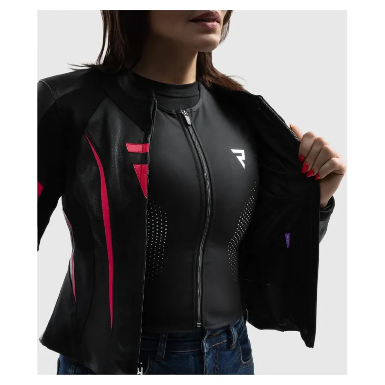 Kurtka skórzana damska REBELHORN DIVA ST BLACK/PINK czarny różowy