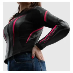 Kurtka skórzana damska REBELHORN DIVA ST BLACK/PINK czarny różowy