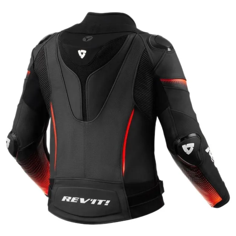 Kurtka skórzana damska REVIT XENA 4 PRO LADY BLACK/NEON RED czarny czerwony fluo