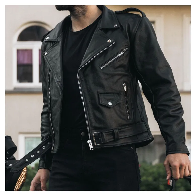Kurtka skórzana motocyklowa ramoneska OZONE RAMONES czarna
