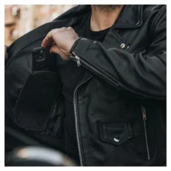 Kurtka skórzana motocyklowa ramoneska OZONE RAMONES czarna