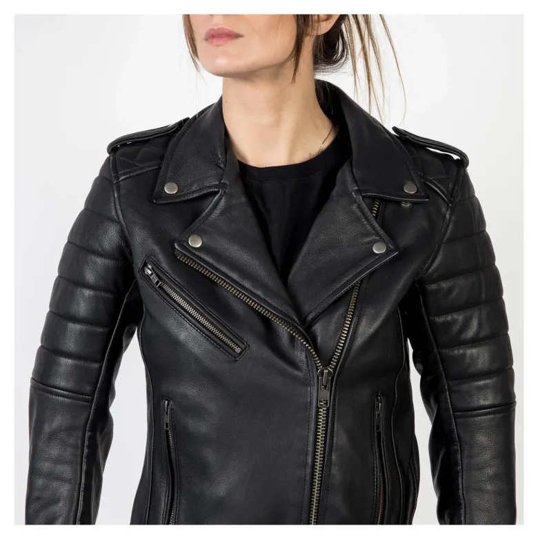 Kurtka skórzana ramoneska damska OZONE RAMONES MODERN LADY MATT BLACK czarny