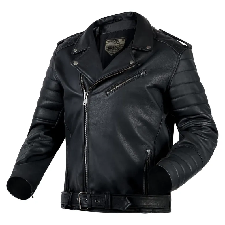 Kurtka skórzana ramoneska OZONE RAMONES MODERN MATT BLACK czarny