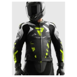 Kurtka skórzana REBELHORN INFERNO BLACK/WHITE/FLUO YELLOW czarny biały