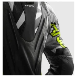 Kurtka skórzana REBELHORN INFERNO BLACK/WHITE/FLUO YELLOW czarny biały