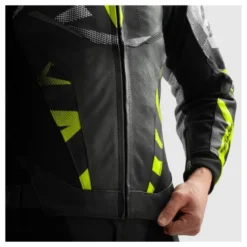 Kurtka skórzana REBELHORN INFERNO BLACK/WHITE/FLUO YELLOW czarny biały