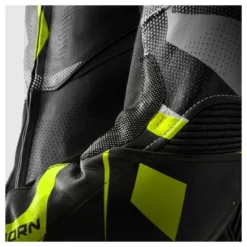 Kurtka skórzana REBELHORN INFERNO BLACK/WHITE/FLUO YELLOW czarny biały