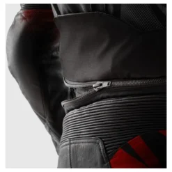 Kurtka skórzana REBELHORN INFERNO BLACK/FLUO RED czarny czerwony fluo