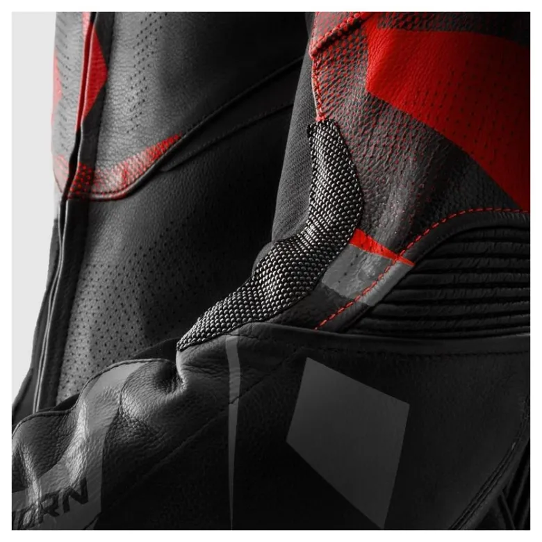 Kurtka skórzana REBELHORN INFERNO BLACK/FLUO RED czarny czerwony fluo