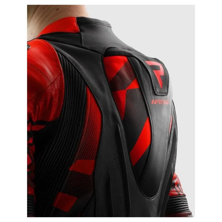 Kurtka skórzana REBELHORN INFERNO BLACK/FLUO RED czarny czerwony fluo