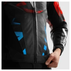 Kurtka skórzana REBELHORN INFERNO BLACK/BLUE/WHITE/RED czarny niebieski biały czerwony