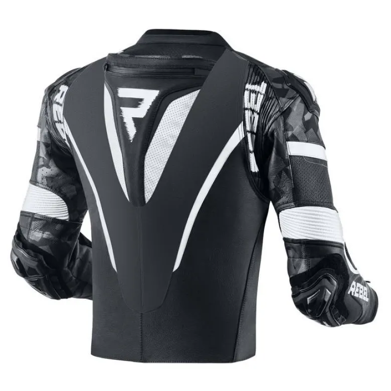 Kurtka skórzana REBELHORN REBEL BLACK/WHITE czarny biały
