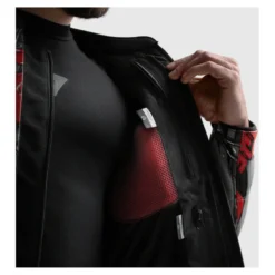 Kurtka skórzana REBELHORN VANDAL 2 Cruze BLACK/DARK GREY/RED czarny szary czerwony