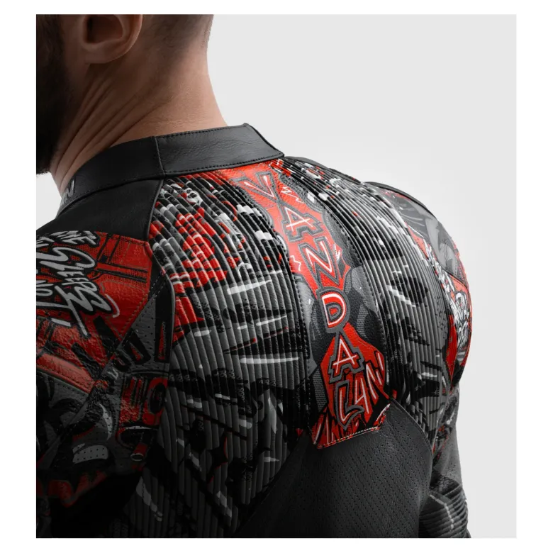 Kurtka skórzana REBELHORN VANDAL 2 Cruze BLACK/DARK GREY/RED czarny szary czerwony