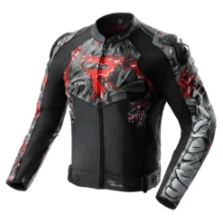 Kurtka skórzana REBELHORN VANDAL 2 Cruze BLACK/DARK GREY/RED czarny szary czerwony