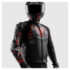 Kurtka skórzana REBELHORN VANDAL 2 Cruze BLACK/DARK GREY/RED czarny szary czerwony