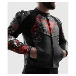 Kurtka skórzana REBELHORN VANDAL 2 Cruze BLACK/DARK GREY/RED czarny szary czerwony