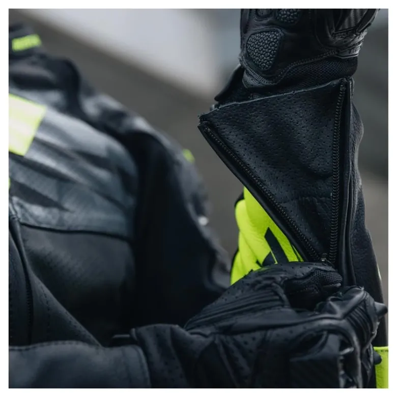 Kurtka skórzana REBELHORN VANDAL BLACK/FLO YELLOW czarny żółty fluo
