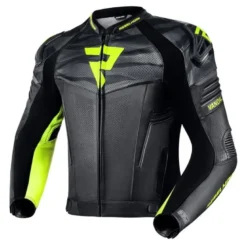 Kurtka skórzana REBELHORN VANDAL BLACK/FLO YELLOW czarny żółty fluo