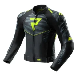 Kurtka skórzana REBELHORN VANDAL 2 BLACK/GREY/FLUO YELLOW czarny szary żółty fluo