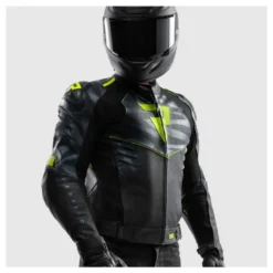 Kurtka skórzana REBELHORN VANDAL 2 BLACK/GREY/FLUO YELLOW czarny szary żółty fluo