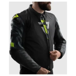 Kurtka skórzana REBELHORN VANDAL 2 BLACK/GREY/FLUO YELLOW czarny szary żółty fluo