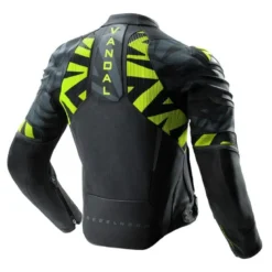 Kurtka skórzana REBELHORN VANDAL 2 BLACK/GREY/FLUO YELLOW czarny szary żółty fluo