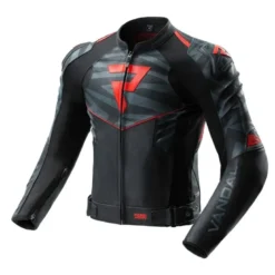 Kurtka skórzana REBELHORN VANDAL 2 BLACK/GREY/FLUO RED czarny szary czerwony fluo