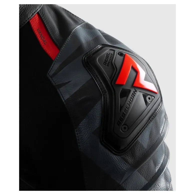 Kurtka skórzana REBELHORN VANDAL 2 BLACK/GREY/FLUO RED czarny szary czerwony fluo