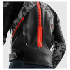 Kurtka skórzana REBELHORN VELOCE CAMO BLACK/GREY/FLUO RED czarny szary czerwony fluo