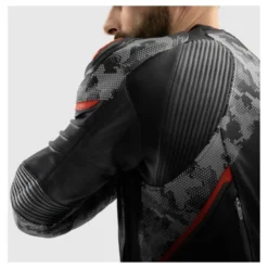 Kurtka skórzana REBELHORN VELOCE CAMO BLACK/GREY/FLUO RED czarny szary czerwony fluo