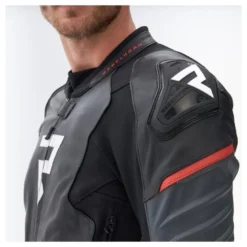 Kurtka skórzana REBELHORN VELOCE BLACK/GREY/FLUO RED czarny szary czerwony fluo