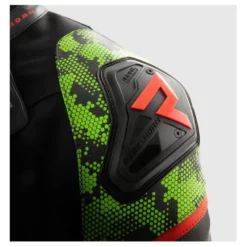Kurtka skórzana REBELHORN VELOCE CAMO BLACK/GREEN/FLUO RED czarny zielony czerwony fluo