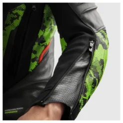 Kurtka skórzana REBELHORN VELOCE CAMO BLACK/GREEN/FLUO RED czarny zielony czerwony fluo