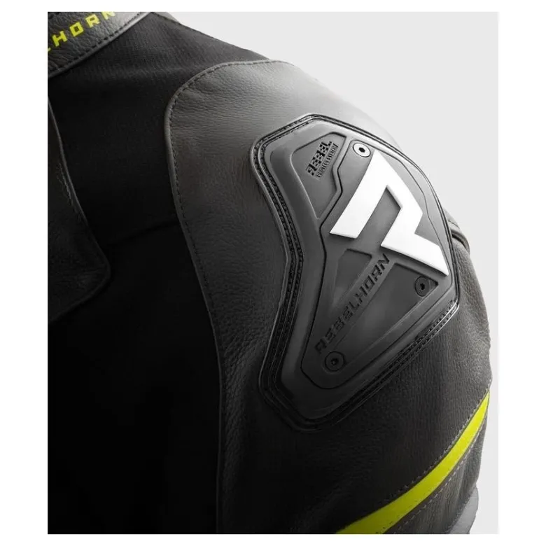 Kurtka skórzana REBELHORN VELOCE BLACK/GREY/FLUO YELLOW czarny szary żółty fluo