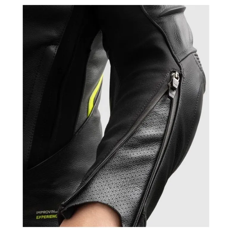 Kurtka skórzana REBELHORN VELOCE BLACK/GREY/FLUO YELLOW czarny szary żółty fluo