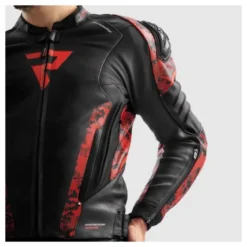 Kurtka skórzana REBELHORN VELOCE CAMO BLACK/FLUO RED czarny czerwony fluo