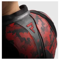 Kurtka skórzana REBELHORN VELOCE CAMO BLACK/FLUO RED czarny czerwony fluo