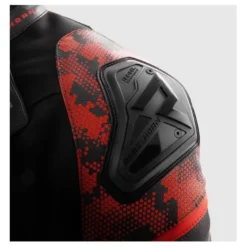 Kurtka skórzana REBELHORN VELOCE CAMO BLACK/FLUO RED czarny czerwony fluo
