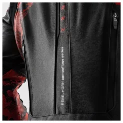 Kurtka skórzana REBELHORN VELOCE CAMO BLACK/FLUO RED czarny czerwony fluo